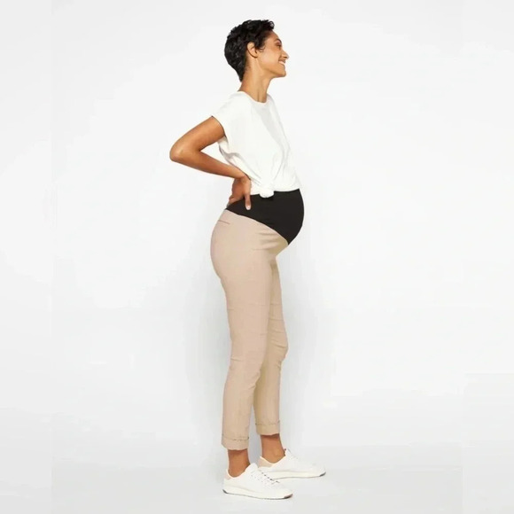 Tribal stitch fix khaki cuffed cropped maternity pants NWT - Picture 10 of 11